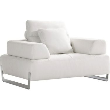 Ravenna Faux Suede Accent Chair with Sliding Backrest and Armrest In White and Chrome