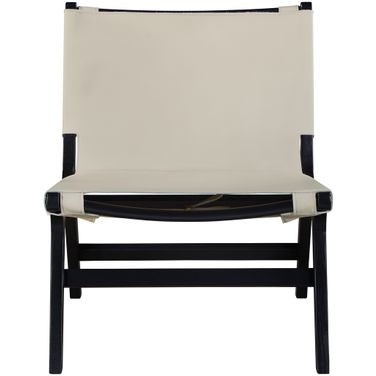 Rawlins Vegan Leather Upholstered Accent Chair In Beige and Painted Black