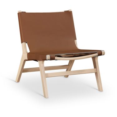 Rawlins Vegan Leather Upholstered Accent Chair In Cognac and Painted Natural