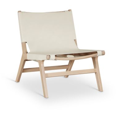 Rawlins Vegan Leather Upholstered Accent Chair In Cream and Painted Natural