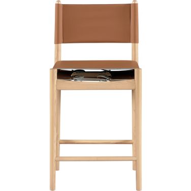 Rawlins Vegan Leather Upholstered Counter Stool In Cognac and Natural