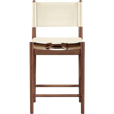 Rawlins Vegan Leather Upholstered Counter Stool In Cream and Brown