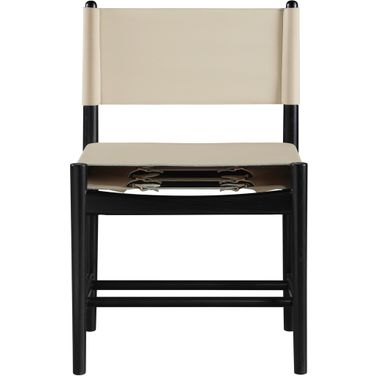 Rawlins Vegan Leather Upholstered Dining Chair Set of 2 In Beige and Black