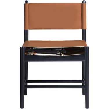 Rawlins Vegan Leather Upholstered Dining Chair Set of 2 In Cognac and Black