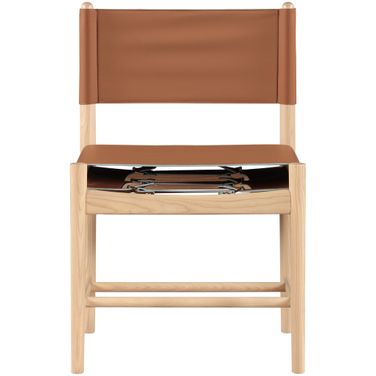 Rawlins Vegan Leather Upholstered Dining Chair Set of 2 In Cognac and Natural