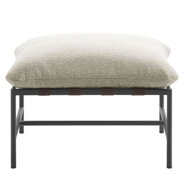 Raya Outdoor Patio Boucle Ottoman In Ivory