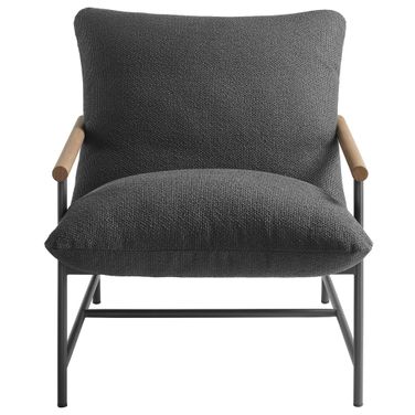 Raya Outdoor Patio Boucle Sling Lounge Chair In Charcoal