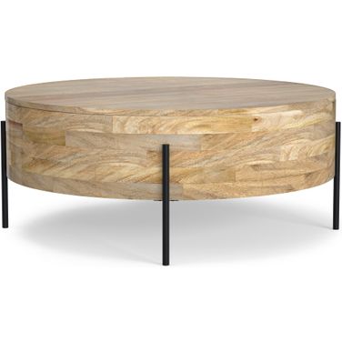 Rayburn Solid Mango Wood Drum Coffee Table In Natural