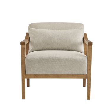 Rayn Wood Arm Accent Chair with Lumbar Pillow In Sea Oat