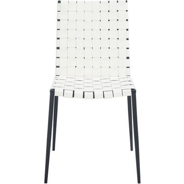 Rayne Woven Dining Chair Set of 2 in White and Black