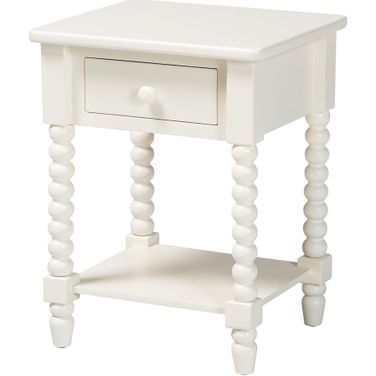 Raynera End Table with Drawer In White