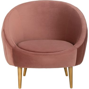 Razia Channel Tufted Tub Chair In Dusty Rose and Gold