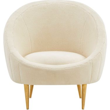 Razia Channel Tufted Tub Chair In Ivory And Gold