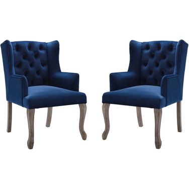 Realm Armchair Performance Velvet Set of 2 In Navy