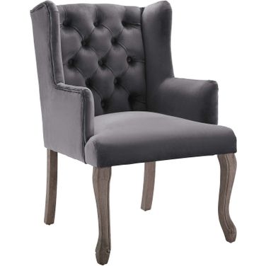 Realm Gray French Vintage Dining Performance Velvet Arm Chair