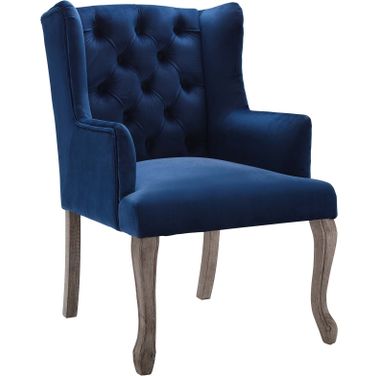 Realm Navy French Vintage Dining Performance Velvet Arm Chair