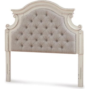 Realyn Chipped White Full Upholstered Panel Headboard Only
