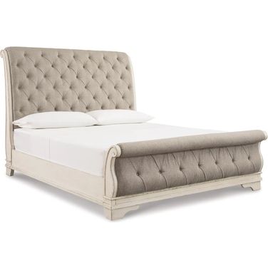 Realyn Queen Sleigh Bed In Chipped White