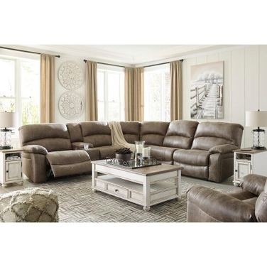 Realyn White and Brown Lift Top Occasional Table Set