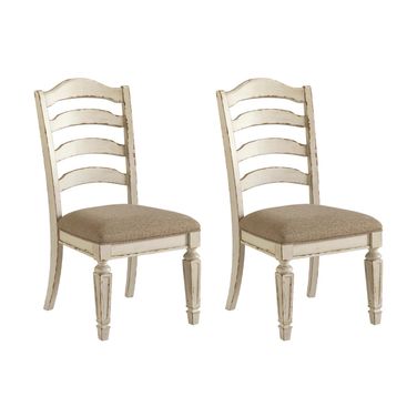 Realyn White Dining Upholstered Slatback Side Chair Set of 2