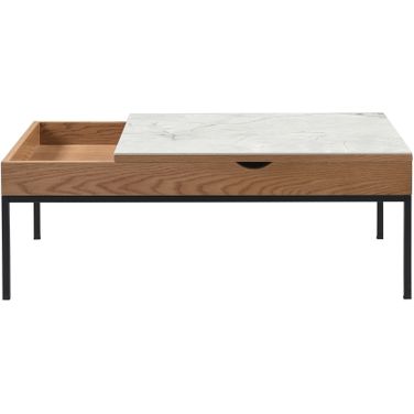 Reba Rectangular Lift-Top Coffee Table with Sintered Stone Panel In Natural and Black