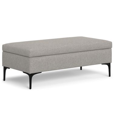 Rebecca Polyester Large Coffee Table Storage Ottoman with Lift up Lid In Cloud Grey