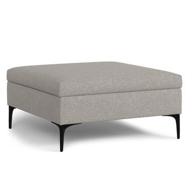 Rebecca Polyester Linen Coffee Table Storage Ottoman with Lift Up Lid In Cloud Grey