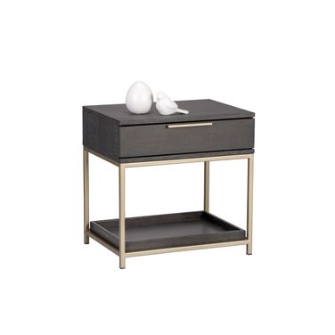 Rebel Small Nightstand In Gold and Charcoal Grey
