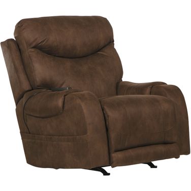 Recharger Power Rocker Recliner with Power Adjustable Headrest In Chocolate