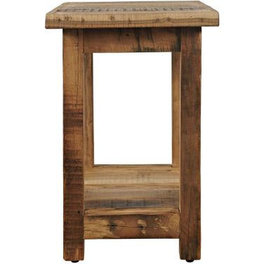 Reclamation Chairside End Table with Storage Shelf In Rustic Brown