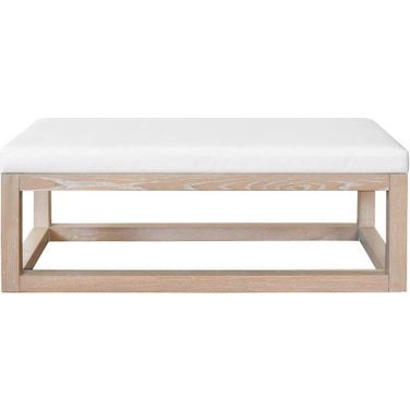 Rectangle Bench With White Vinyl Upholstery And Modern Base In Cerused Oak