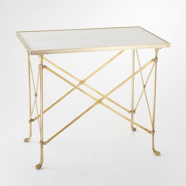Rectangular Directoire Table In Brass With White Marble
