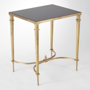 Rectangular French Square Leg Table In Brass
