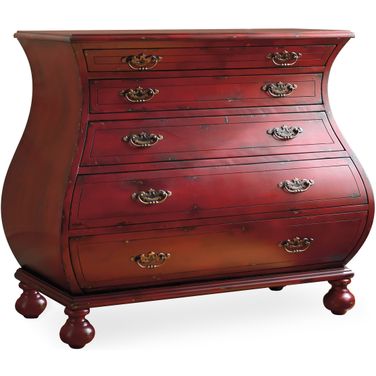Melange Red 5 Drawer Bombe Chest