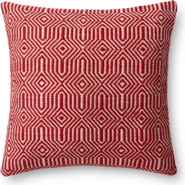 Loloi P0339 Red and Ivory 22" x 22" Cover w/Down Pillow