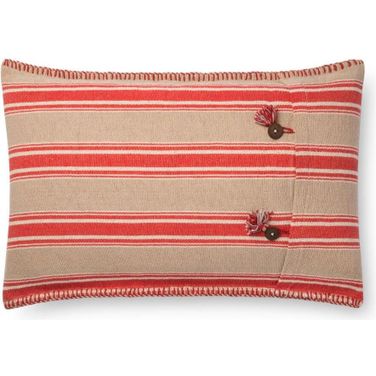 Loloi P0718 Red and Natural 16" x 26" Cover w/Down Pillow