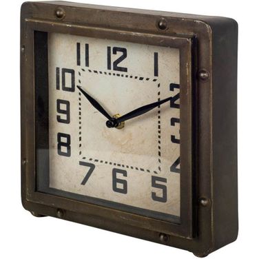 Redding Metal Square Table Clock In Bronze Toned