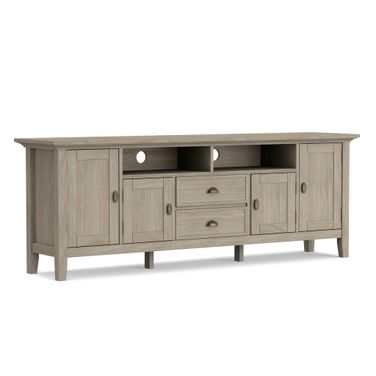 Redmond Solid Wood 72 Inch TV Media Stand In Distressed Grey