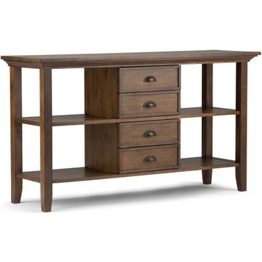 Redmond Solid Wood Console Sofa Table In Rustic Natural Aged Brown