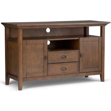 Redmond Solid Wood Tall TV Media Stand In Rustic Natural Aged Brown