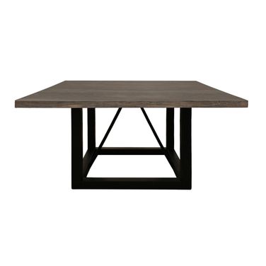 Redondo 60 Inch Braxton Square Dining Table with Mango Wood Top and Iron Legs In Dark Brown