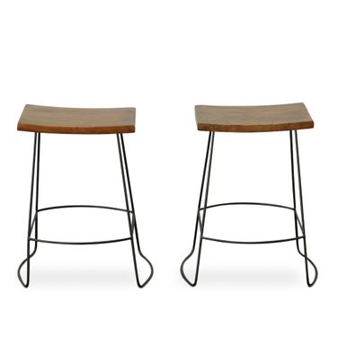 Reece 25 Inch Saddle Seat Counter Stool - Set of 2 In Chestnut and Black