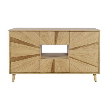 Reece 50 Inch Starburst TV Stand Console Storage Cabinet In Light Oak