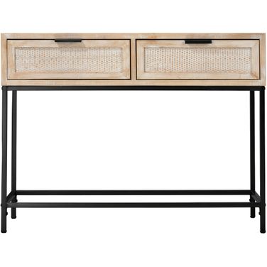 Reed Console Table in Washed Wood &amp; Black Metal