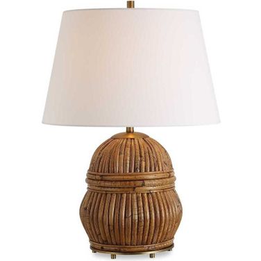 Reed Rattan Table Lamp In Honey