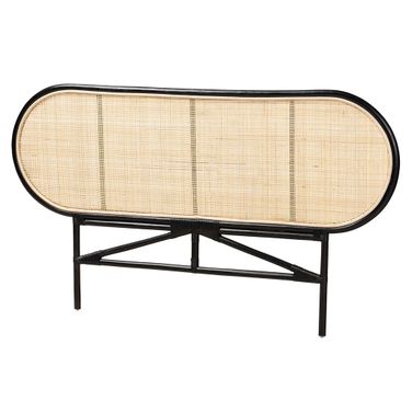 Reegan Two Tone Rattan Queen Headboard In Black and Natural Brown
