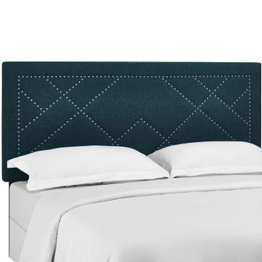 Reese Azure Nailhead Full / Queen Upholstered Linen Fabric Headboard