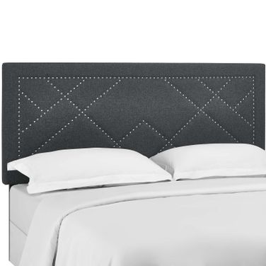 Reese Gray Nailhead Full / Queen Upholstered Linen Fabric Headboard