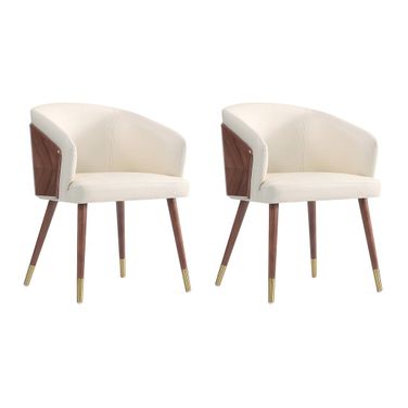 Reeva Dining Chair Set of 2 In Walnut and Cream