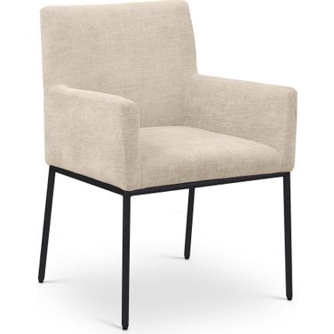 Reeves Chenille Fabric Dining Chair Set of 2 In Beige and Matte Black